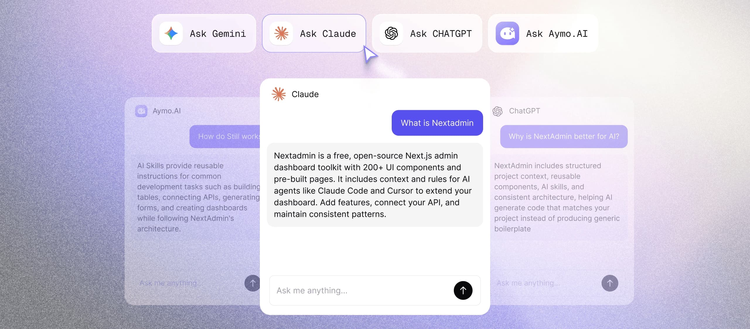 Query AI agents about NextAdmin
