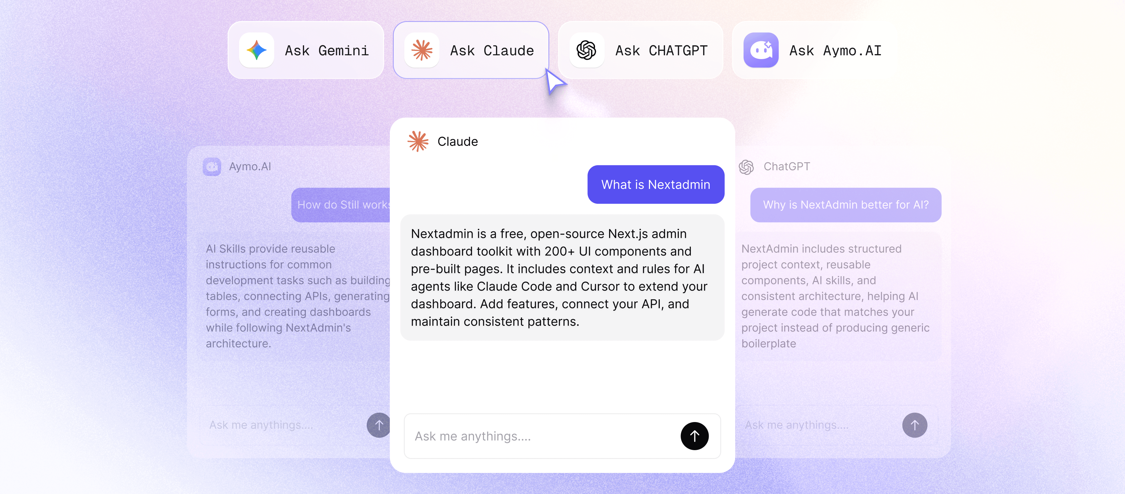 Query AI agents about NextAdmin