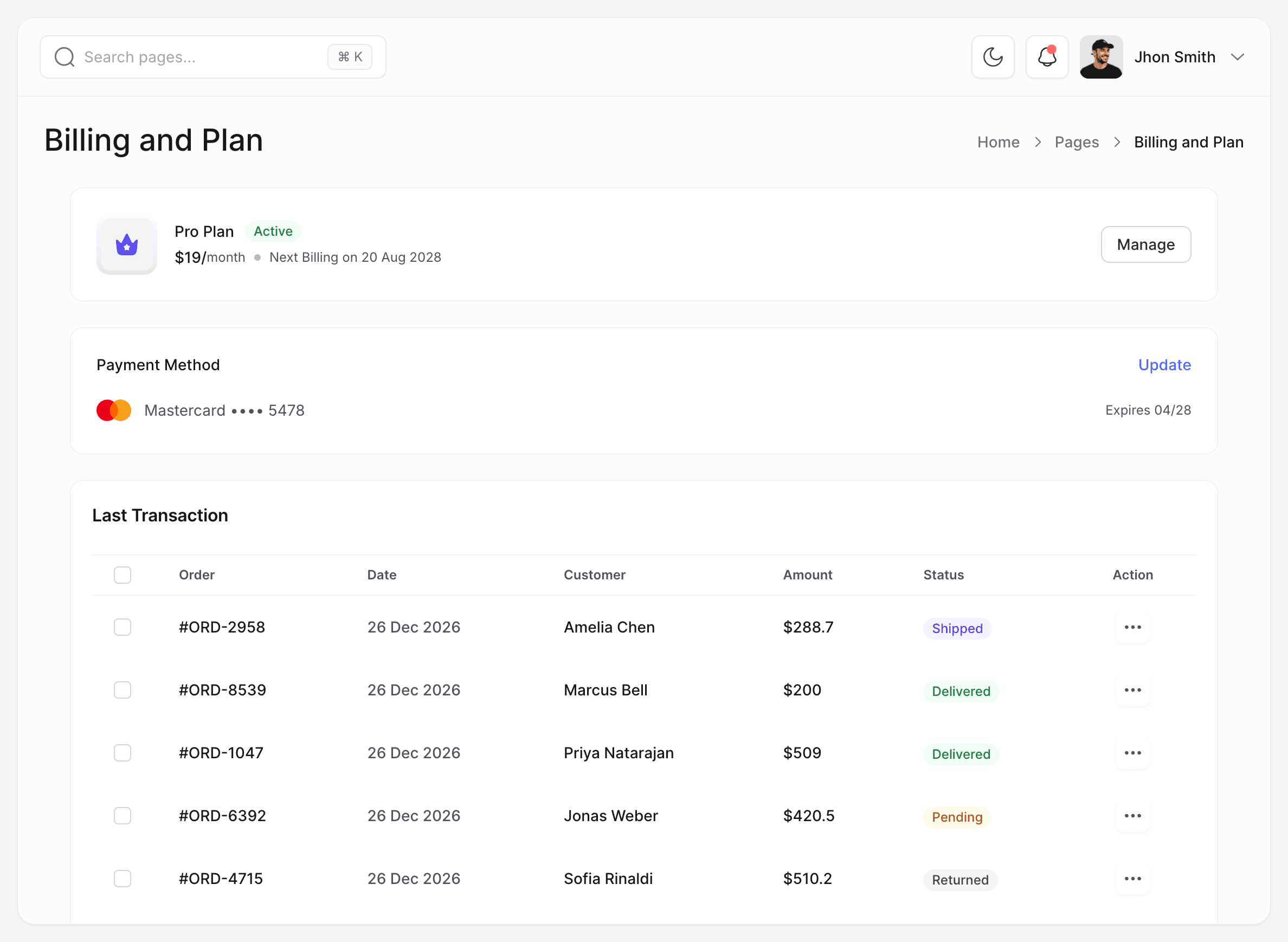 Billing and Plan