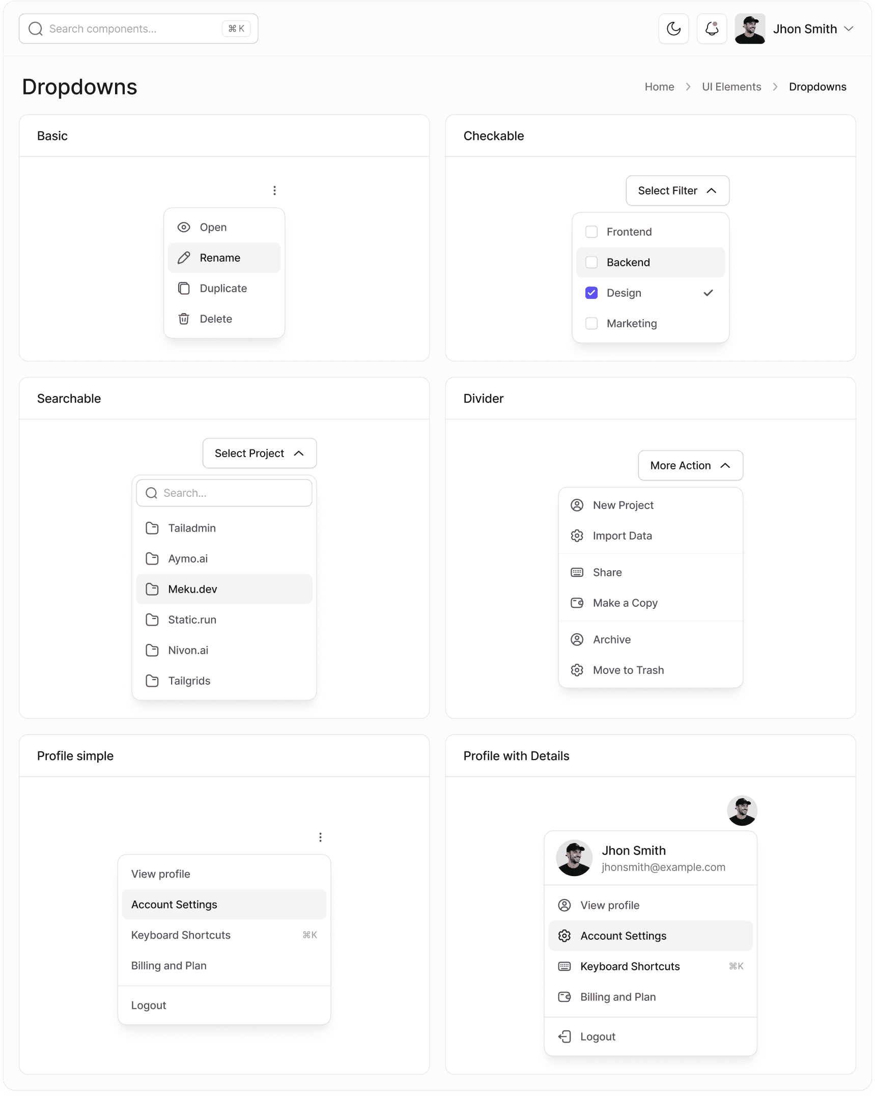 Dropdowns