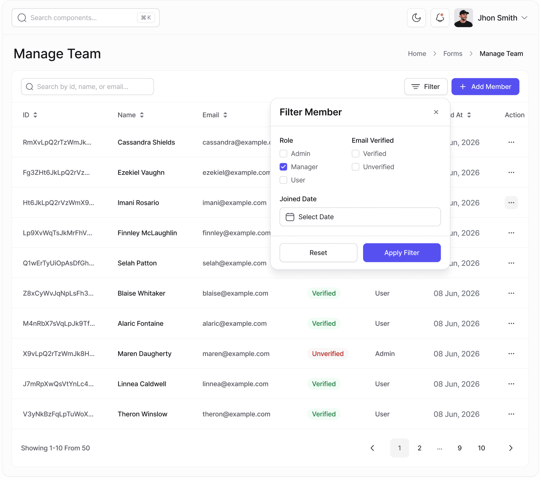 Manage Team