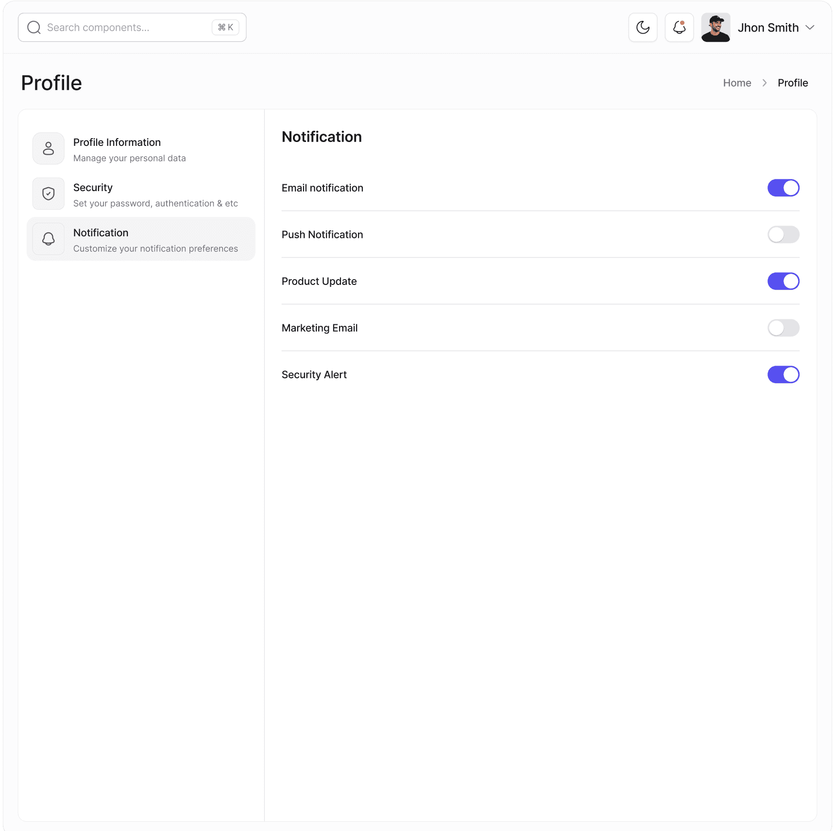 Notification Settings