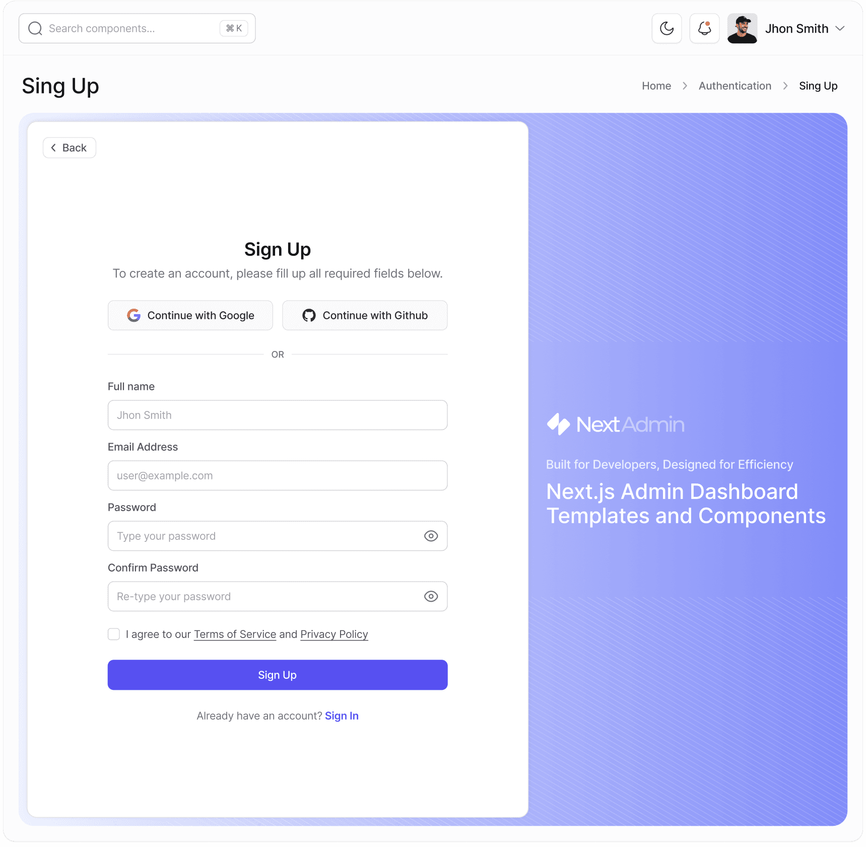 Sign Up