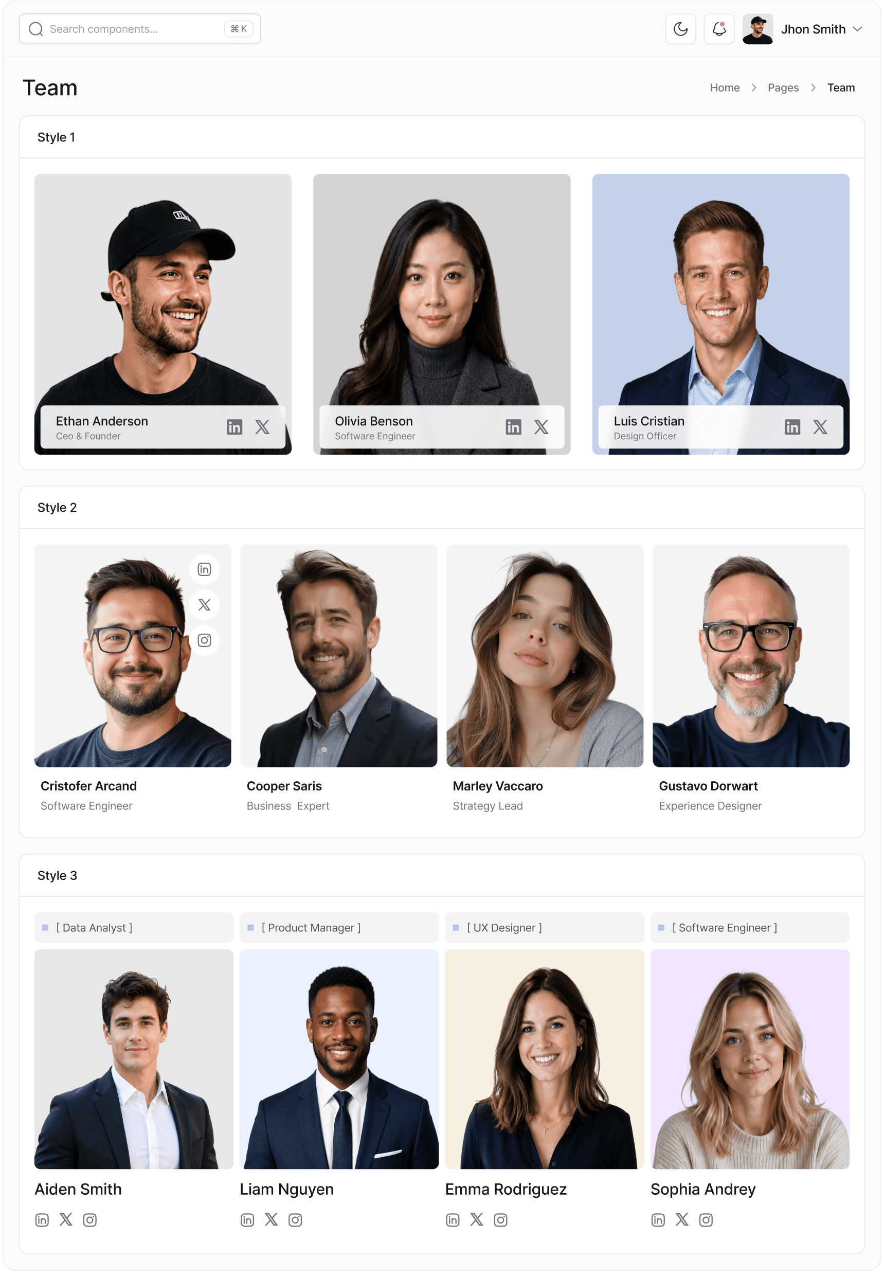 Team Cards
